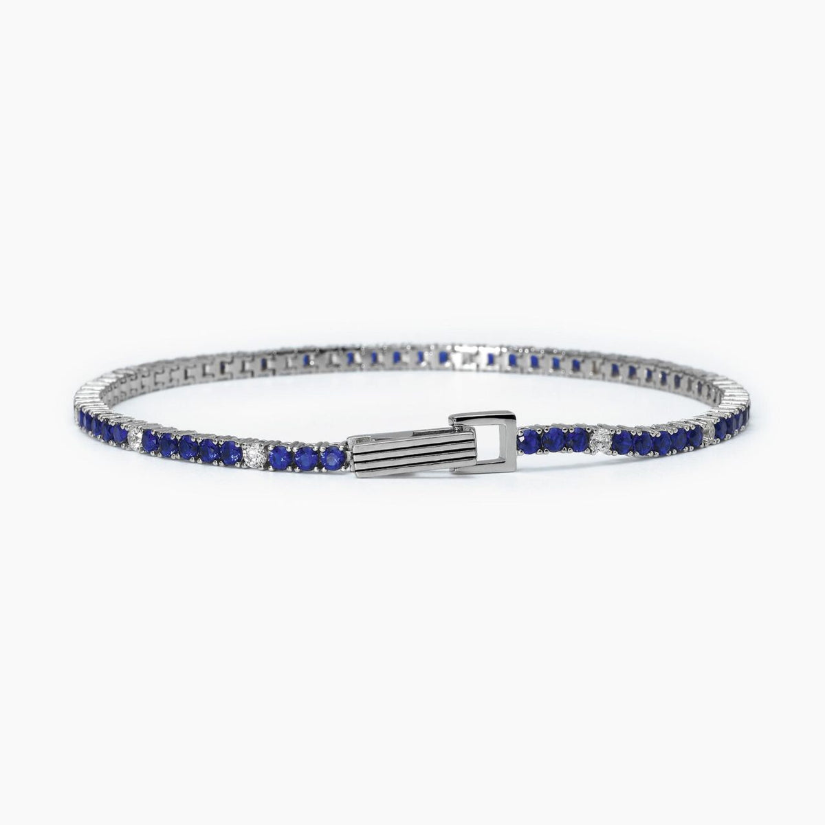 Bracciale Tennis Mabina Uomo in Argeno e Zirconi Blu