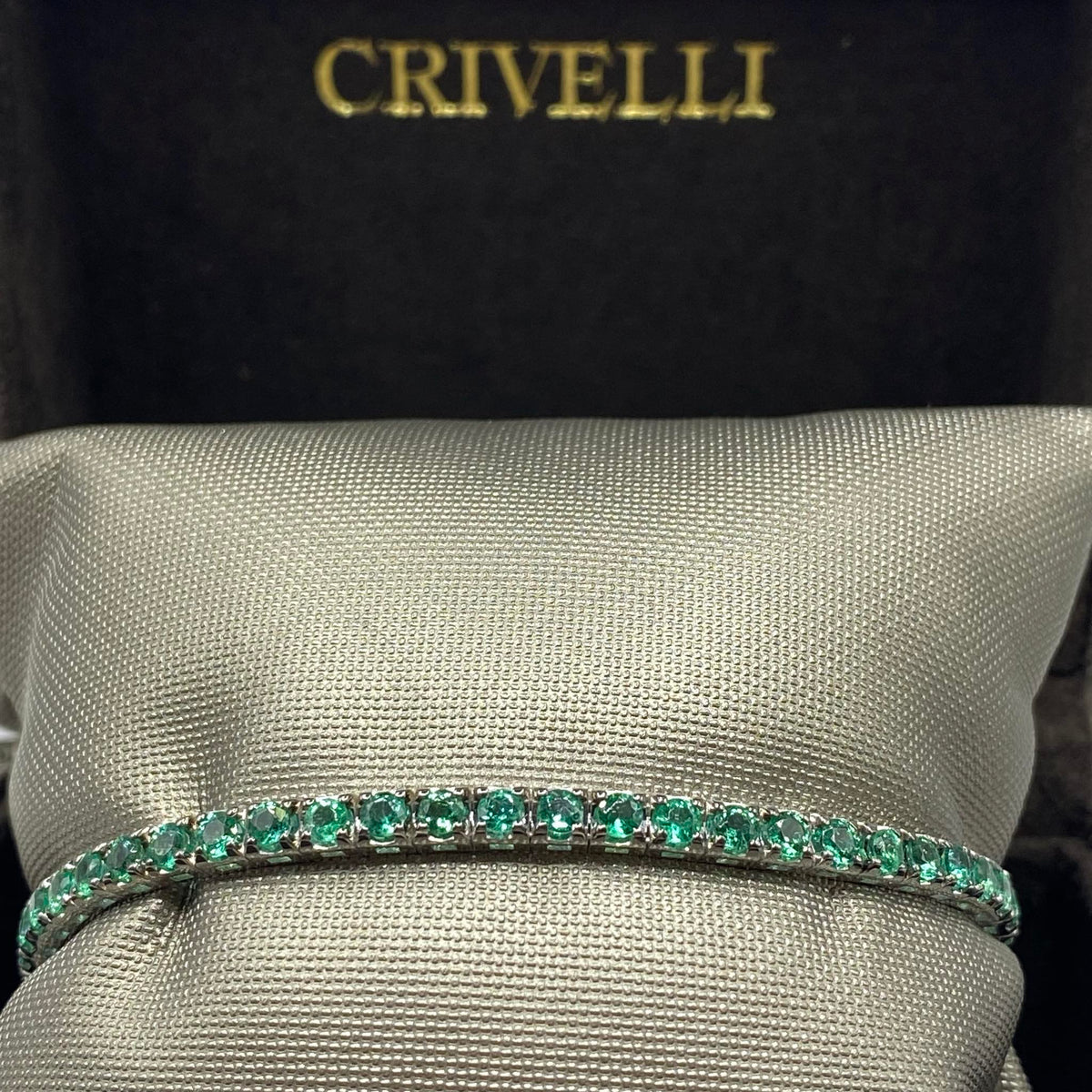 Bracciale Tennis Crivelli in Oro 18KT con Smeraldi Ct. 3,90