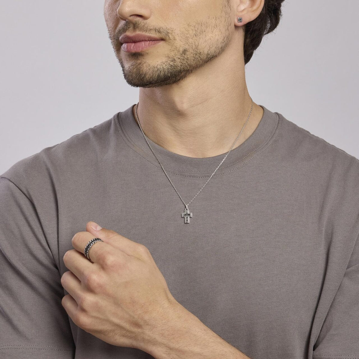 Collana da Uomo Mabina in Argento e Zirconi Neri