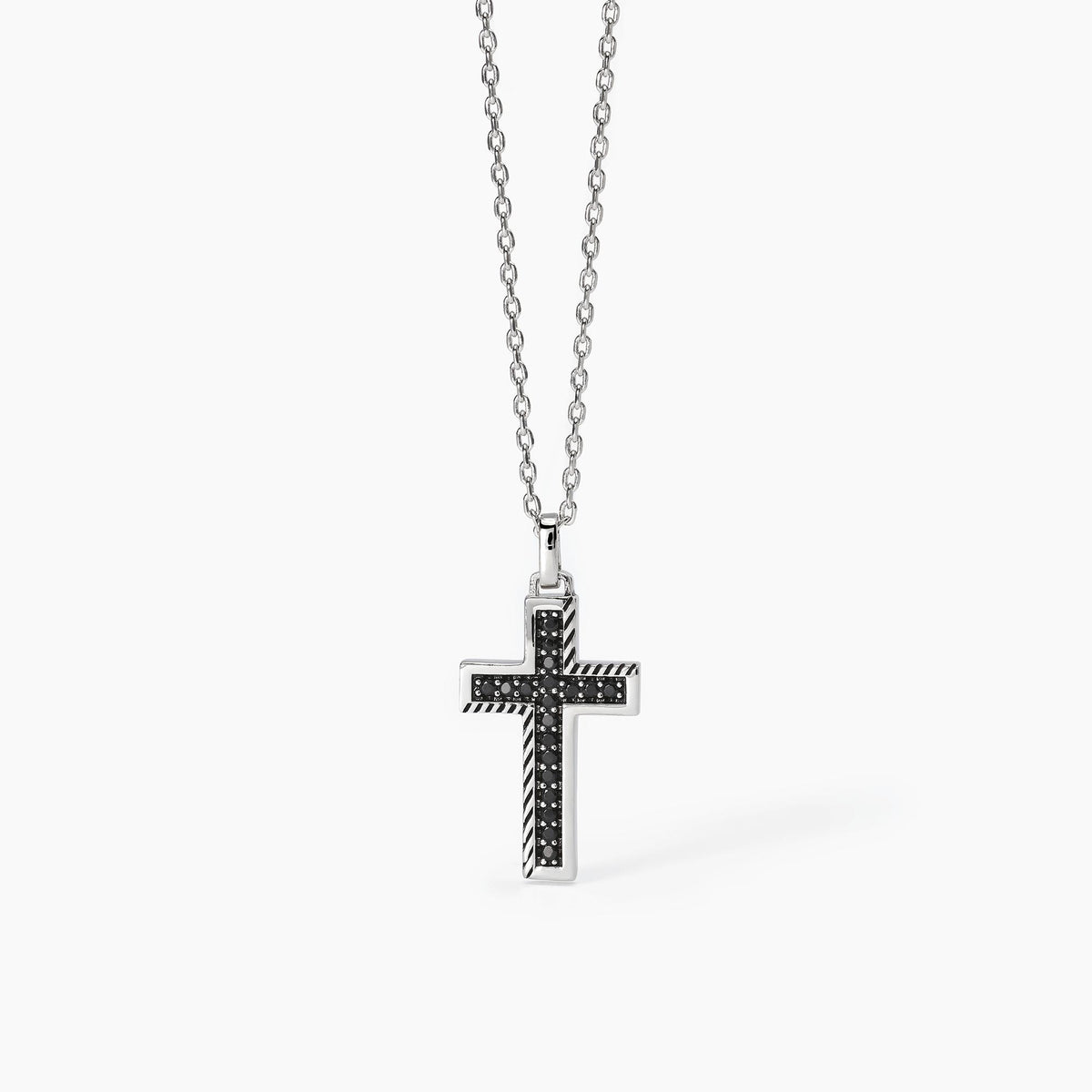 Collana da Uomo Mabina in Argento e Zirconi Neri