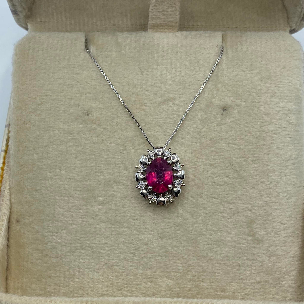 Collana Donna Oro 18KT con Rubino Ct. 1.60 e Diamanti