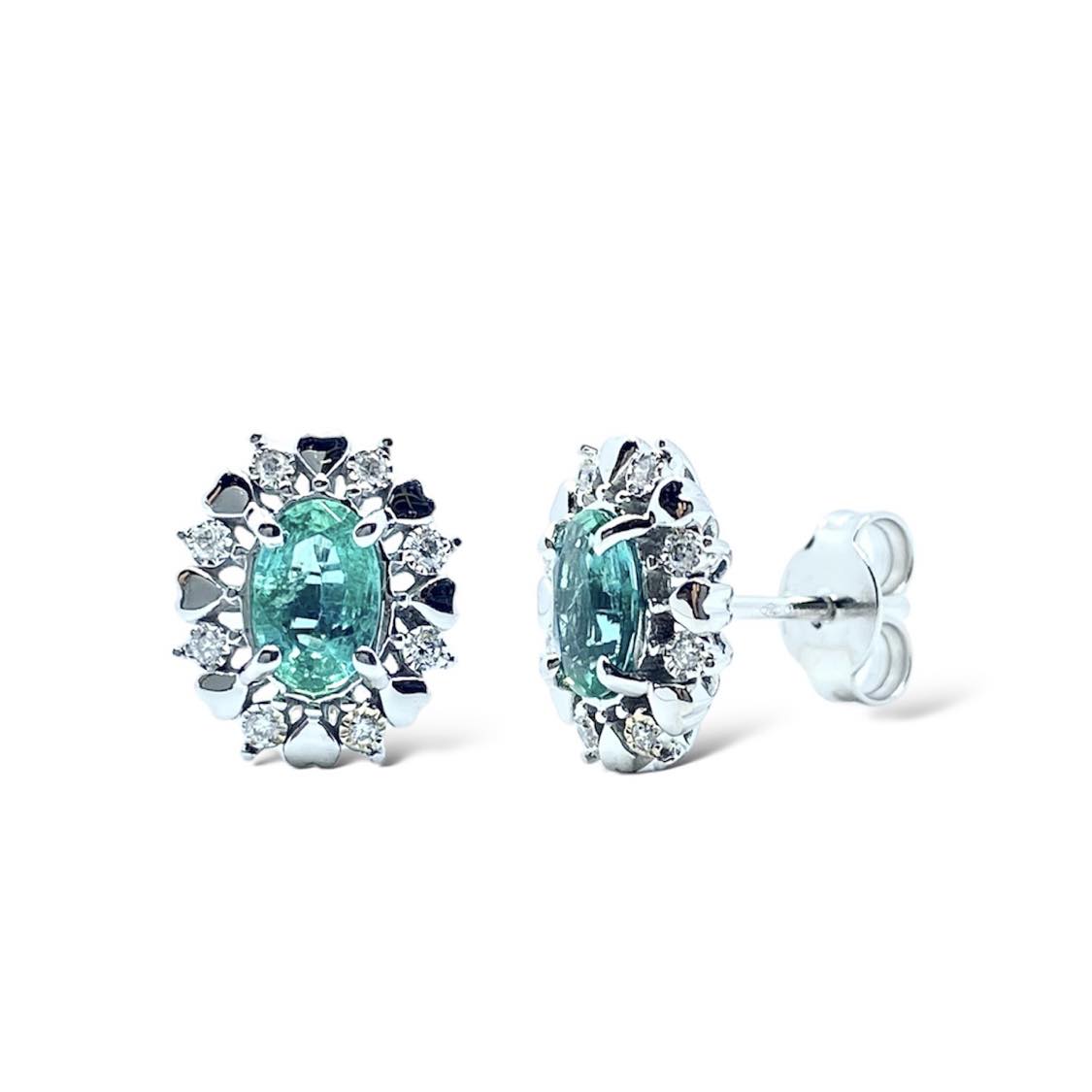 Orecchini Donna Oro 18KT con Smeraldo Ct. 0,90 e Diamanti