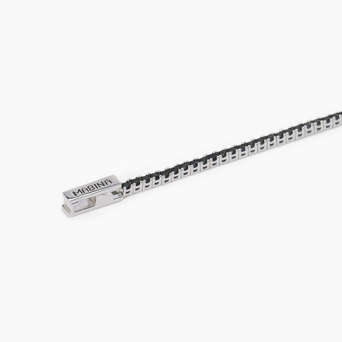 Bracciale Tennis Mabina Uomo in Argento e Zirconi Neri