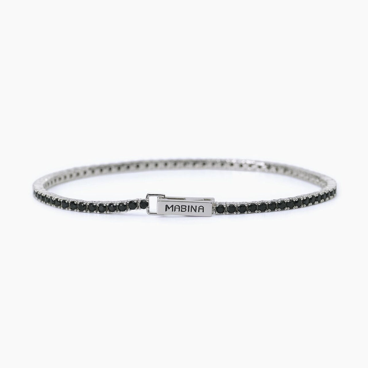 Bracciale Tennis Mabina Uomo in Argento e Zirconi Neri