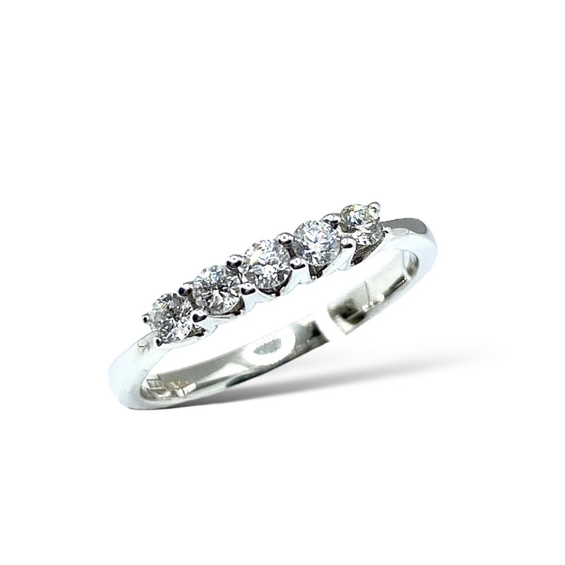 Anello Veretta a Cinque Donna Oro 18KT con Diamanti Ct. 0,35