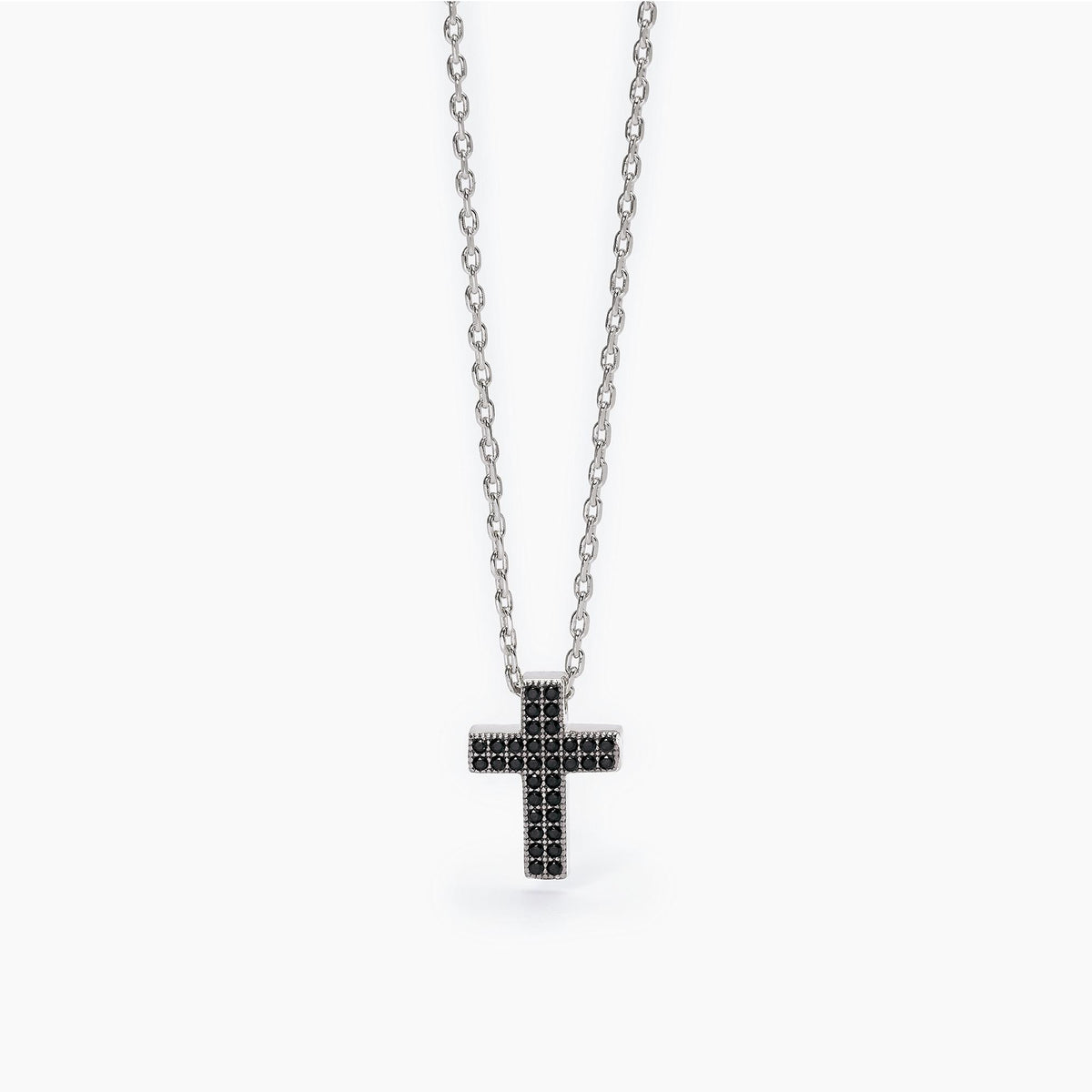 Collana Uomo Mabina co Croce in Argento e Zirconi Neri