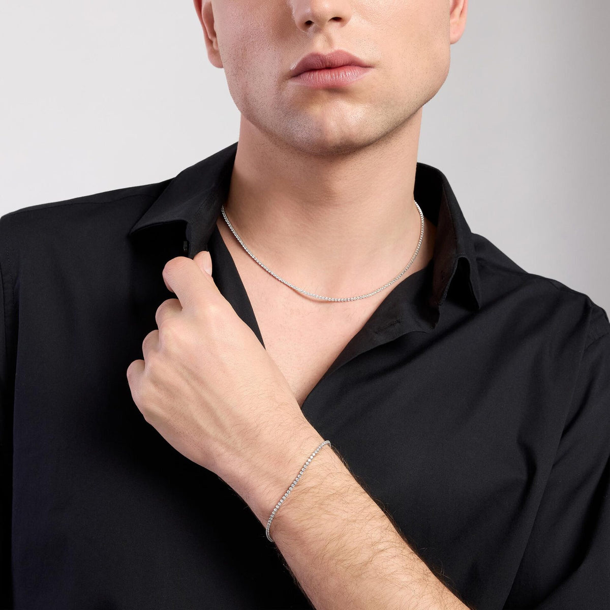 Collana Uomo Tennis Mabina in Argento con Zirconi