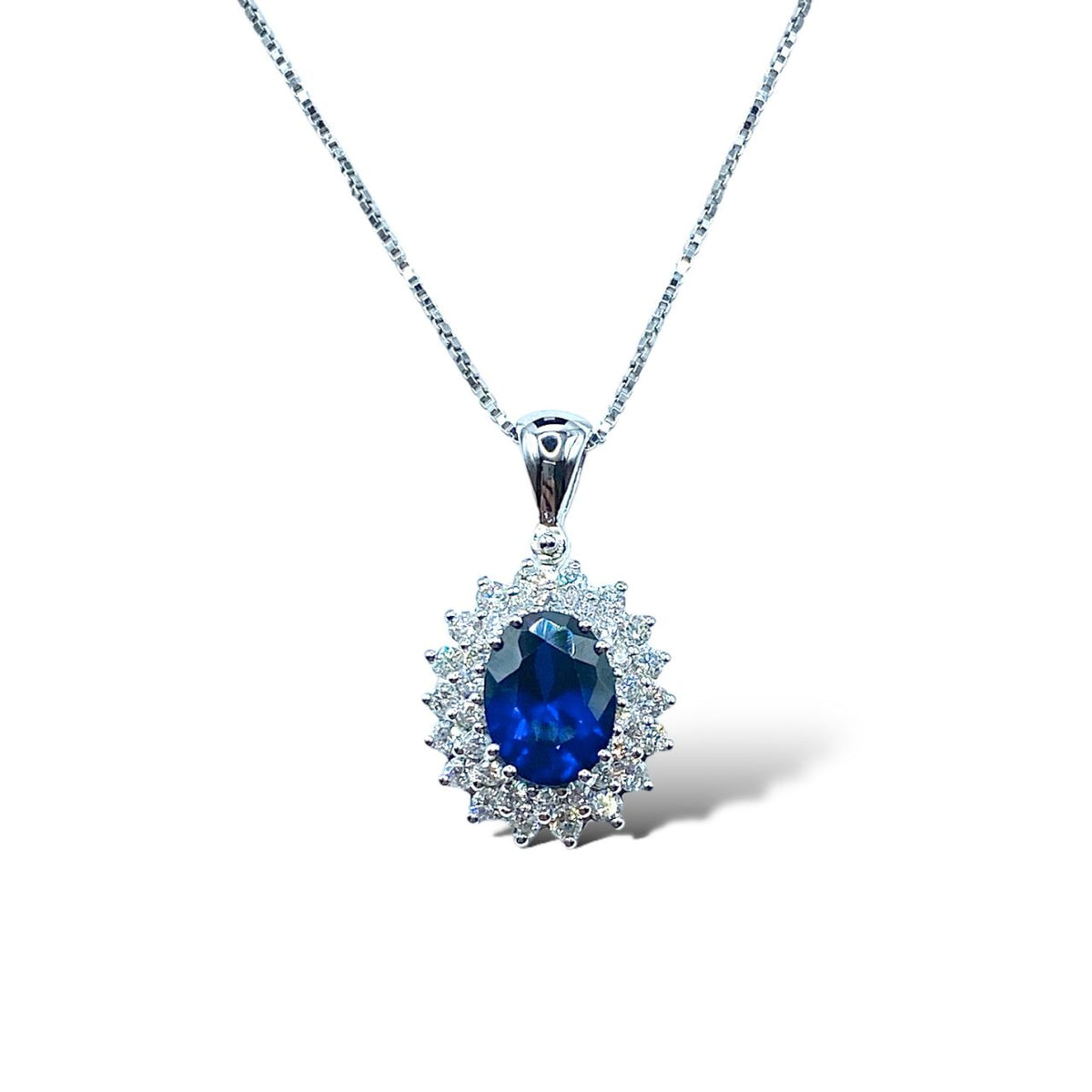 Collana Pg Gioielli in Oro 18KT 18KT con Diamanti e Zaffiro Ct.1,43