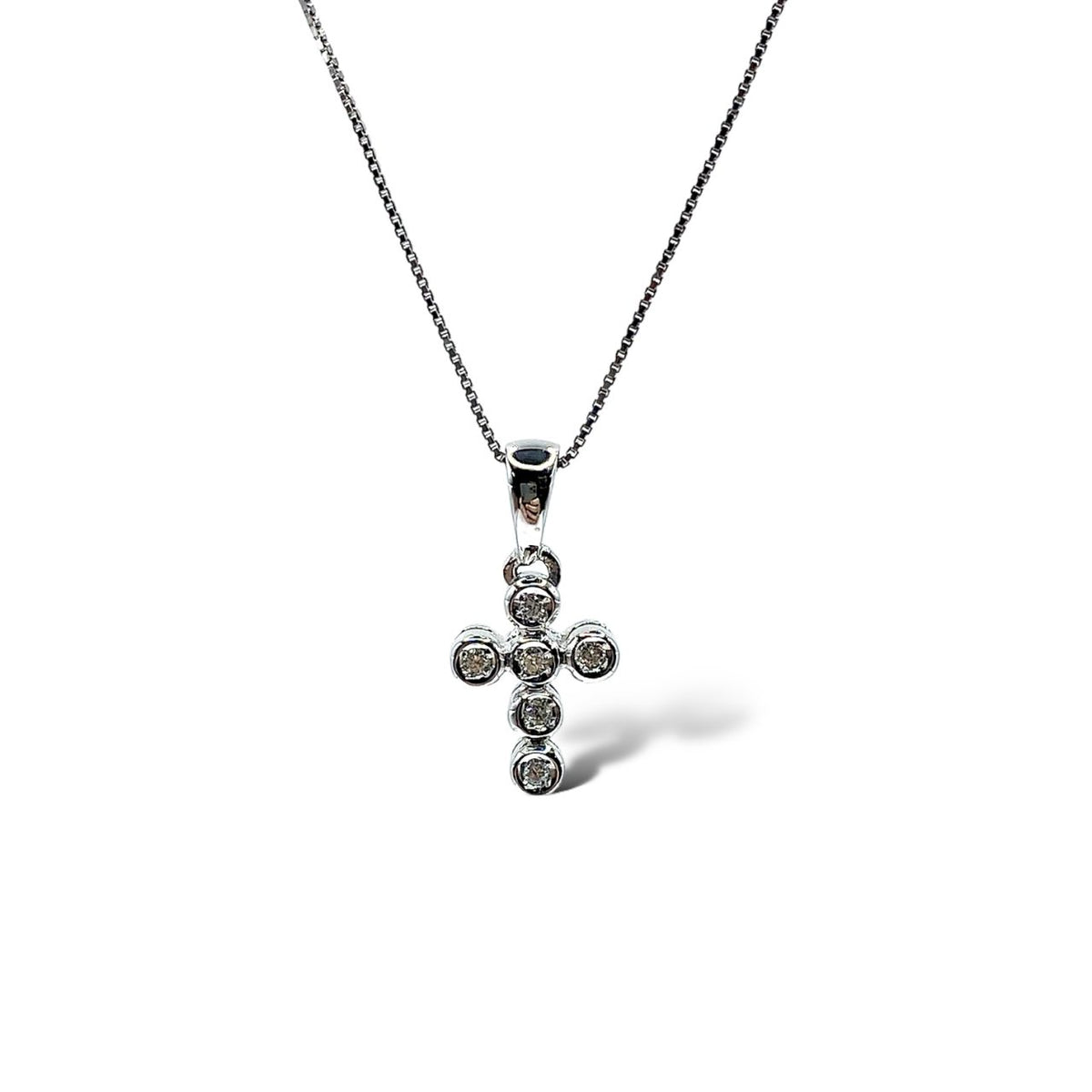 Collana Con Croce in Oro 18KT 18KT e Diamanti Bianchi
