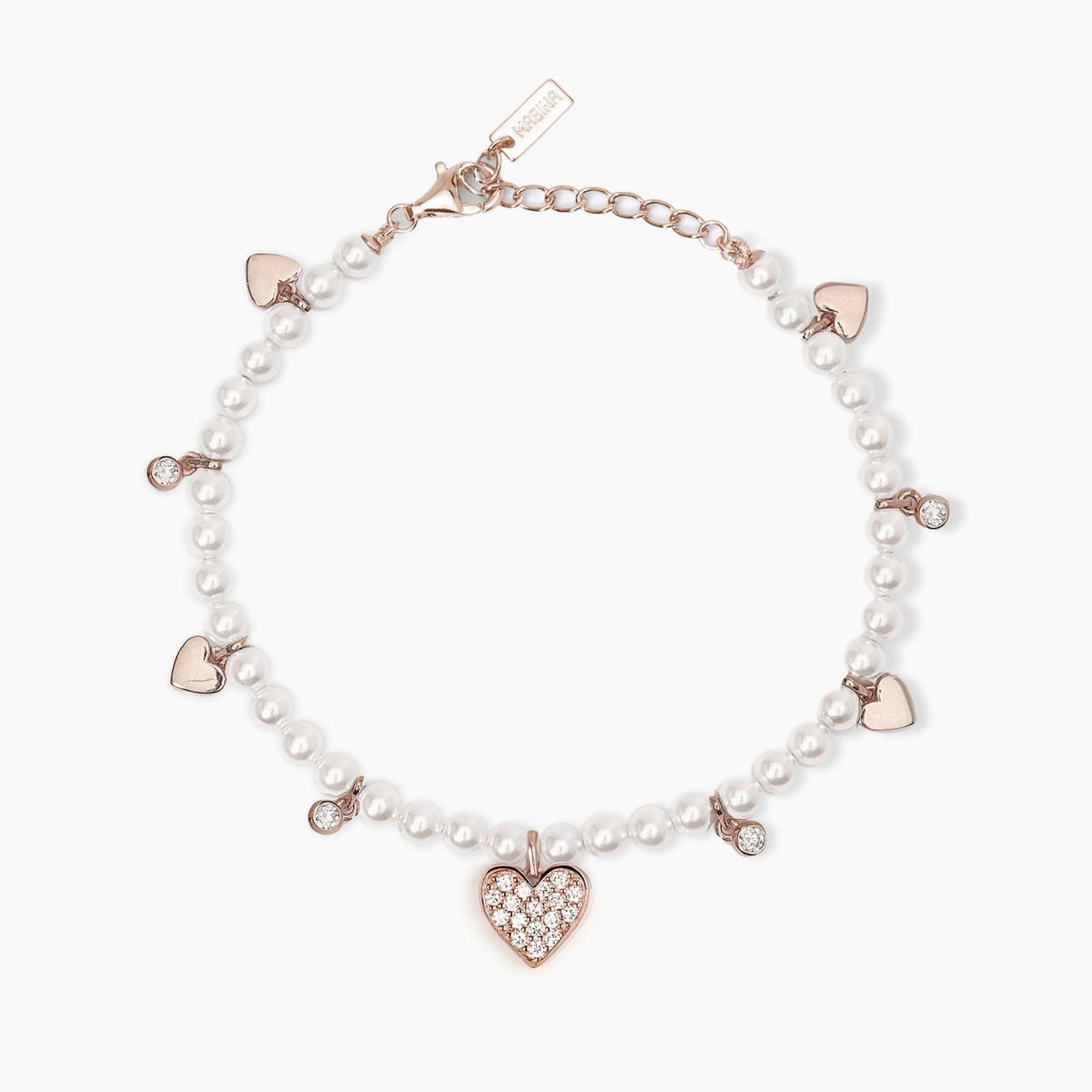 Bracciale Donna Mabina in Argento Rosè con Perle e Zirconi