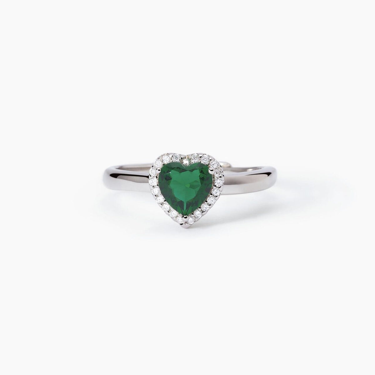 Anello Solitario a Cuore Mabina in Argento e Zircone