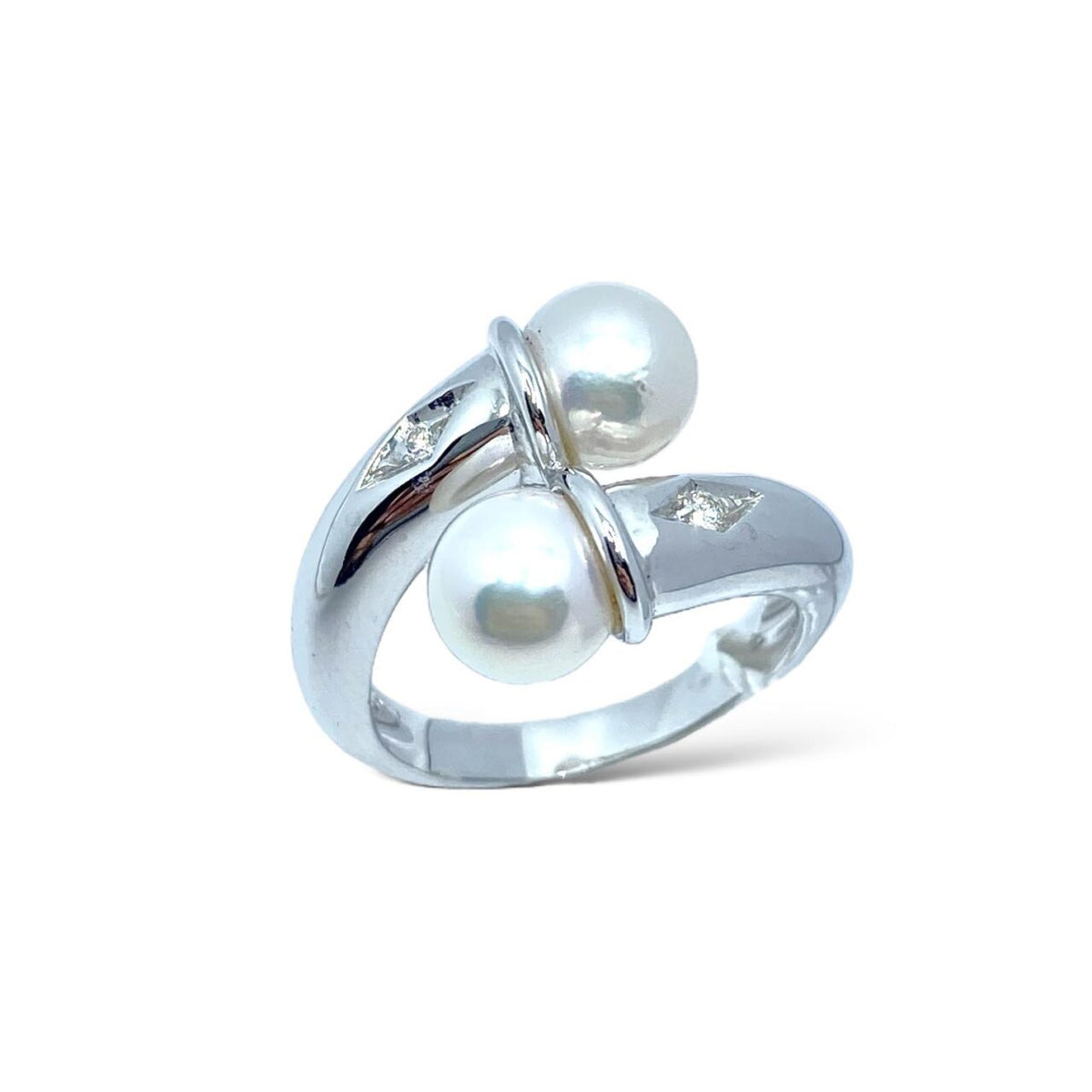 Anello Asayo in Oro 18KT 18KT con Perla di Acqua Salata e Diamanti