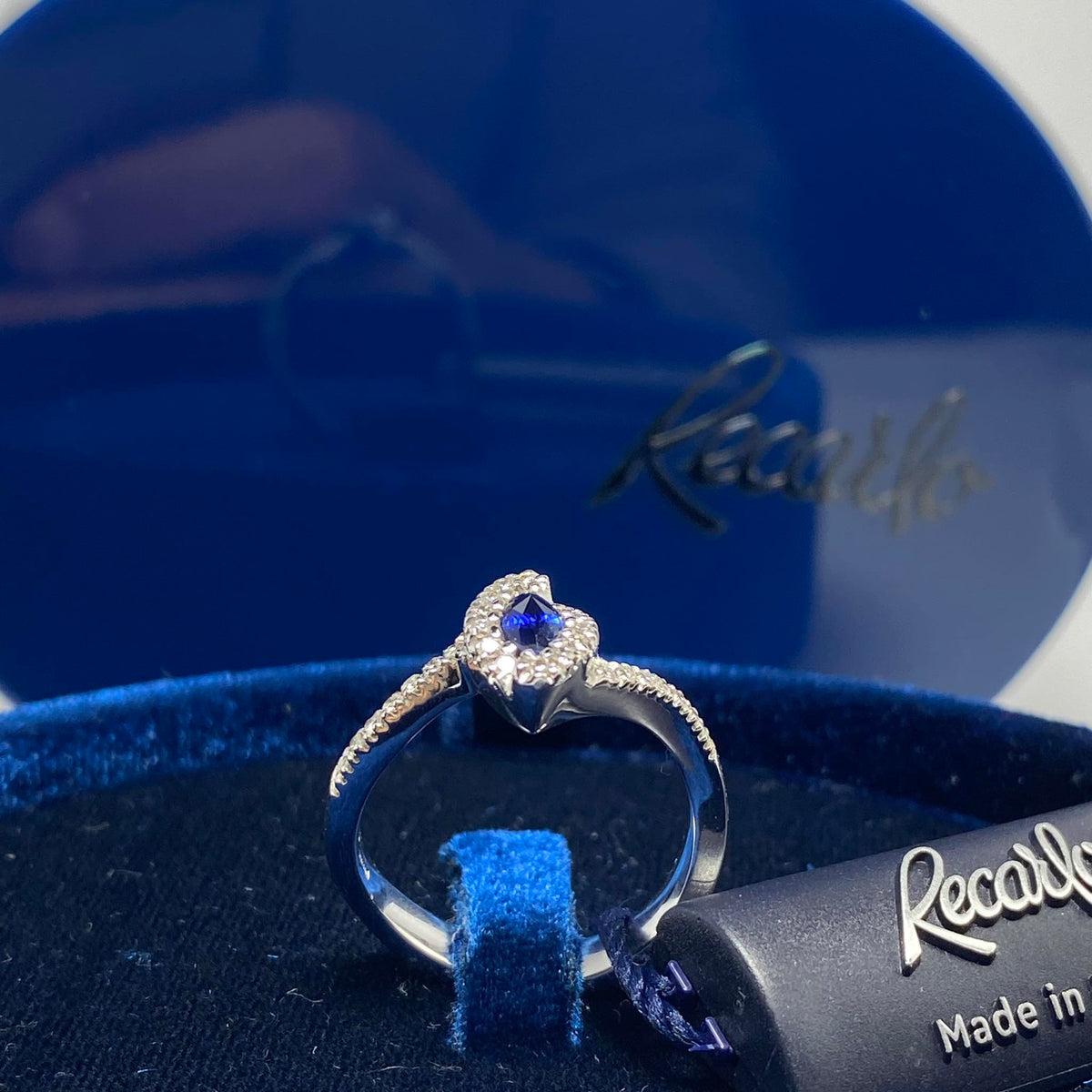 Anello donna Recarlo in Oro 18KT 18KT con Zaffiro Ct 0.30 e Diamanti