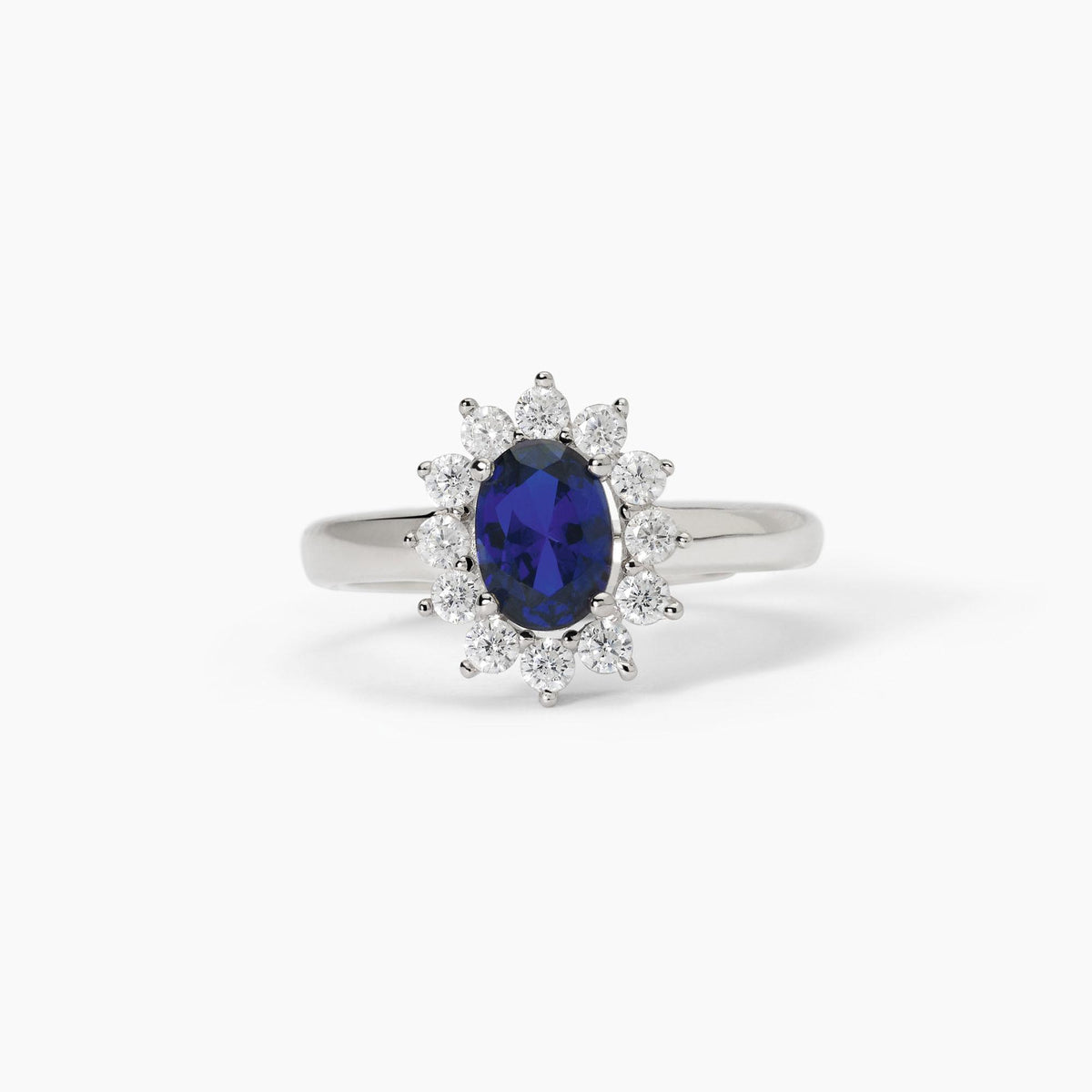Anello Rosetta Mabina in Argento con Zirconi e Zaffiro Sintetico