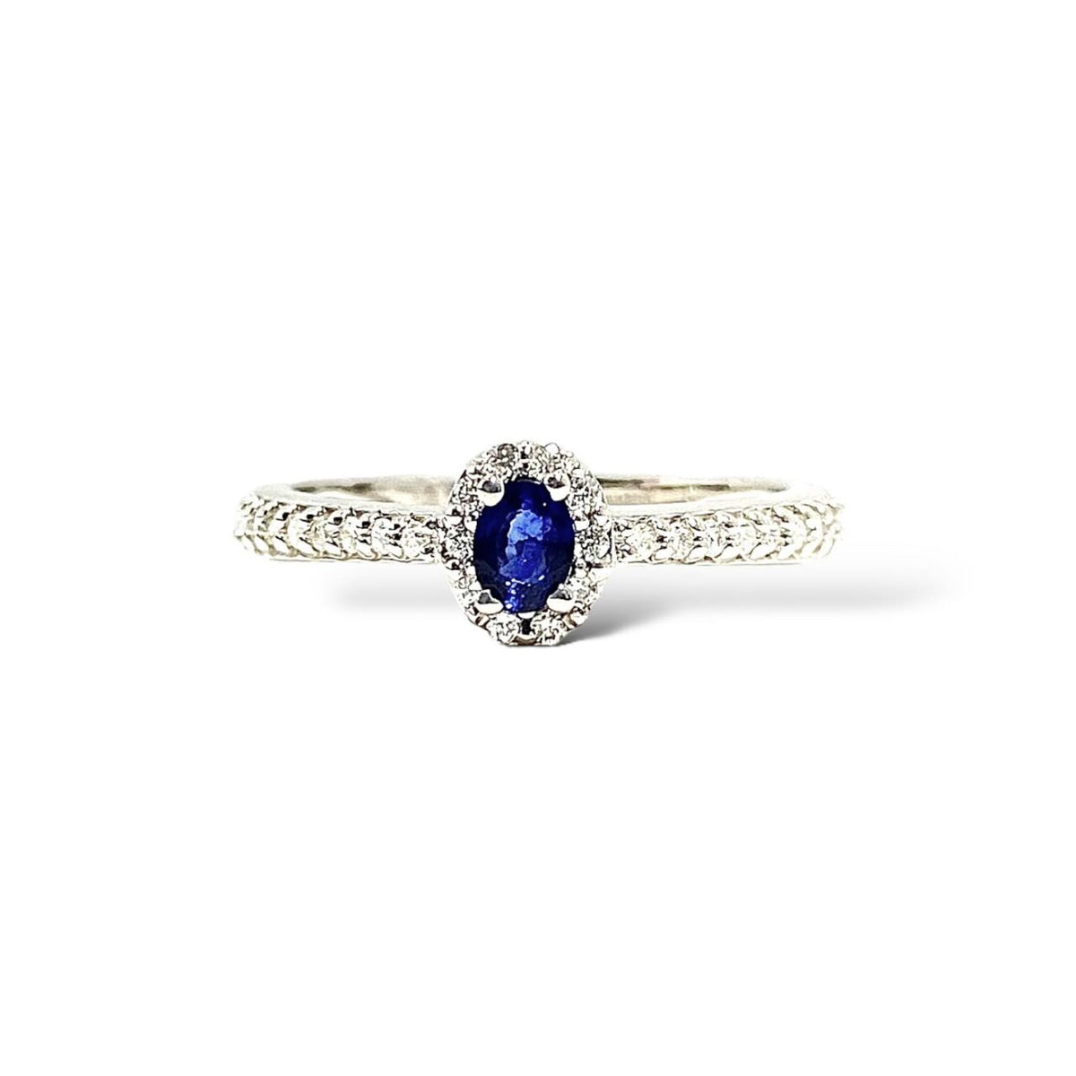 Anello Donna Oro 18KT con zaffiro Ct 0.20 e diamanti