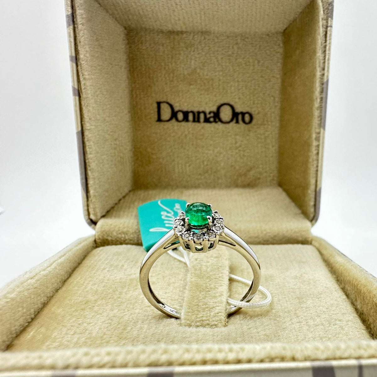 Anello Donna Oro 18KT con Diamanti e Smeraldo Ct. 0,35