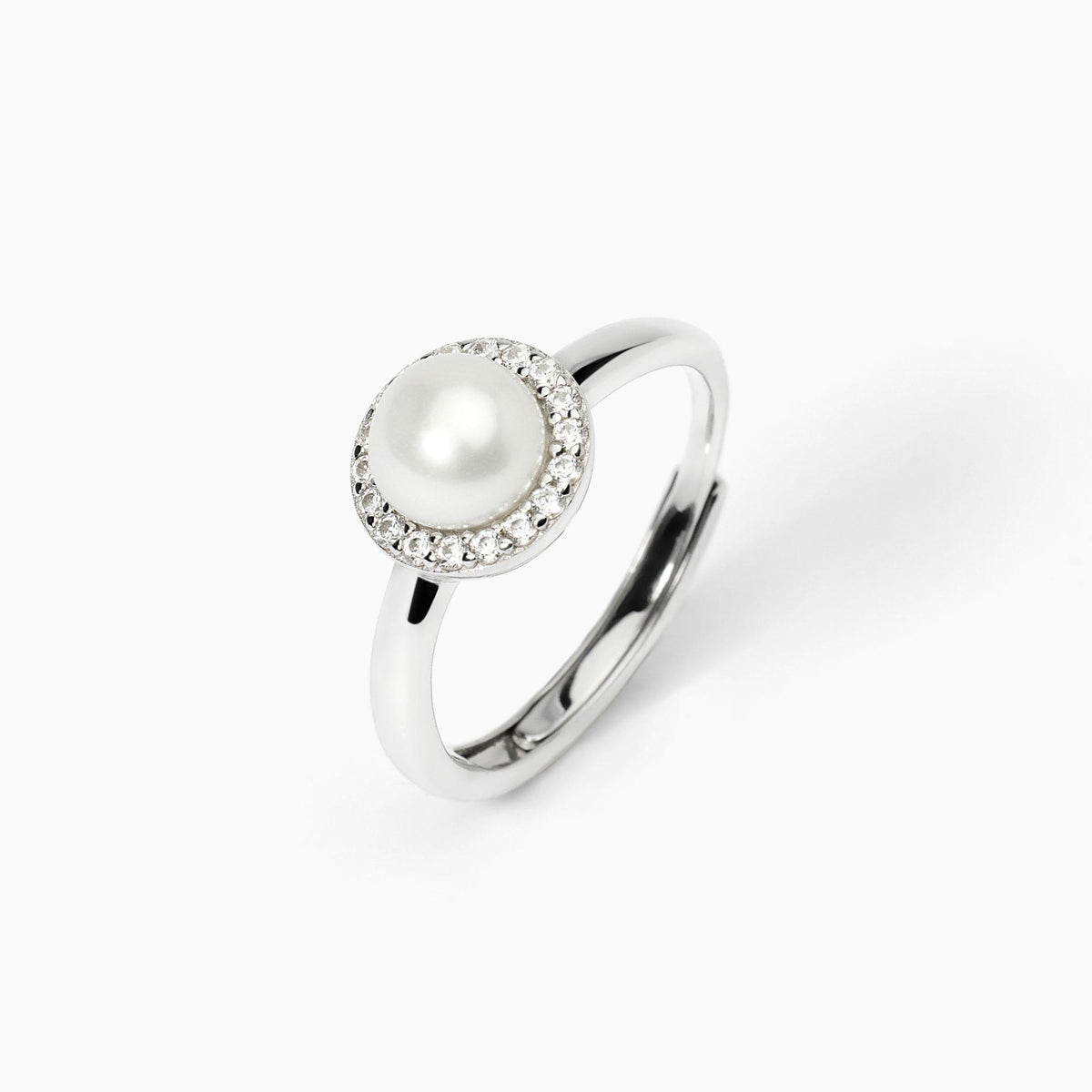 Anello Donna Mabina in Argento con Zirconi e Perla