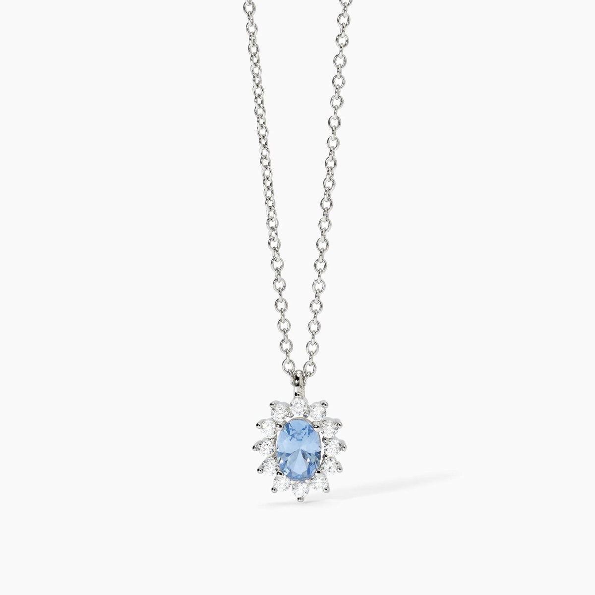 Collana Donna Mabina in Argento con Zirconi e Acquamarina Sintetico