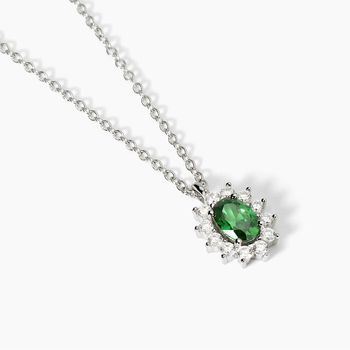 Collana Donna Mabina in Argento con Zirconi e Smeraldo Sintetico