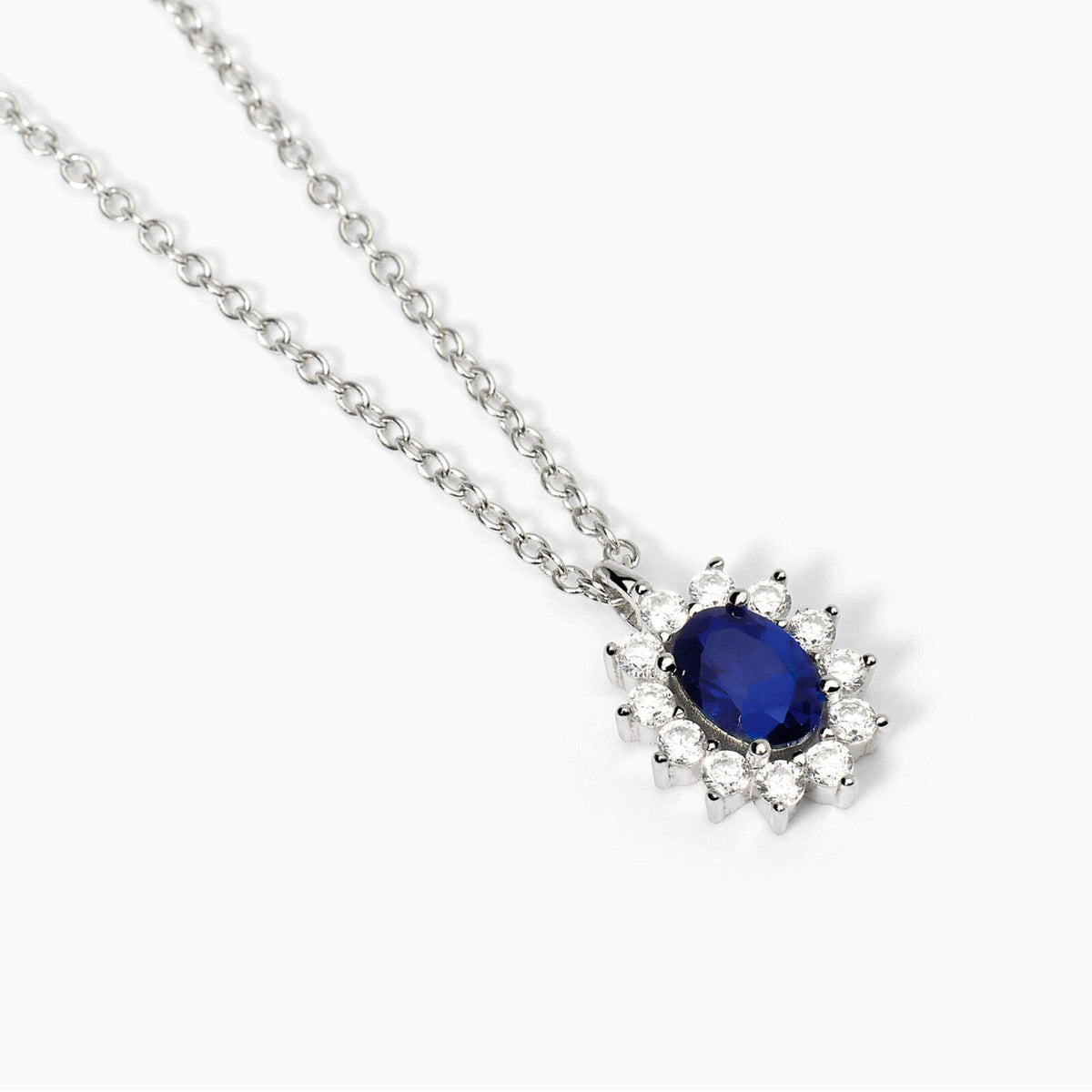 Collana Donna Mabina in Argento con Zirconi e Zaffiro Sintetico