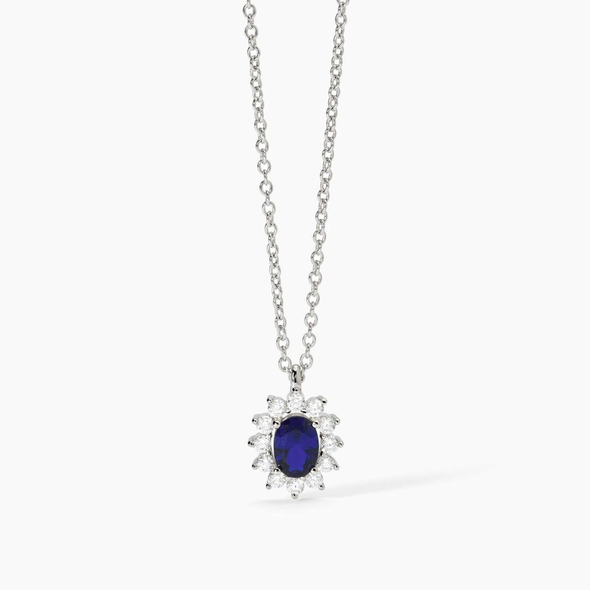 Collana Donna Mabina in Argento con Zirconi e Zaffiro Sintetico