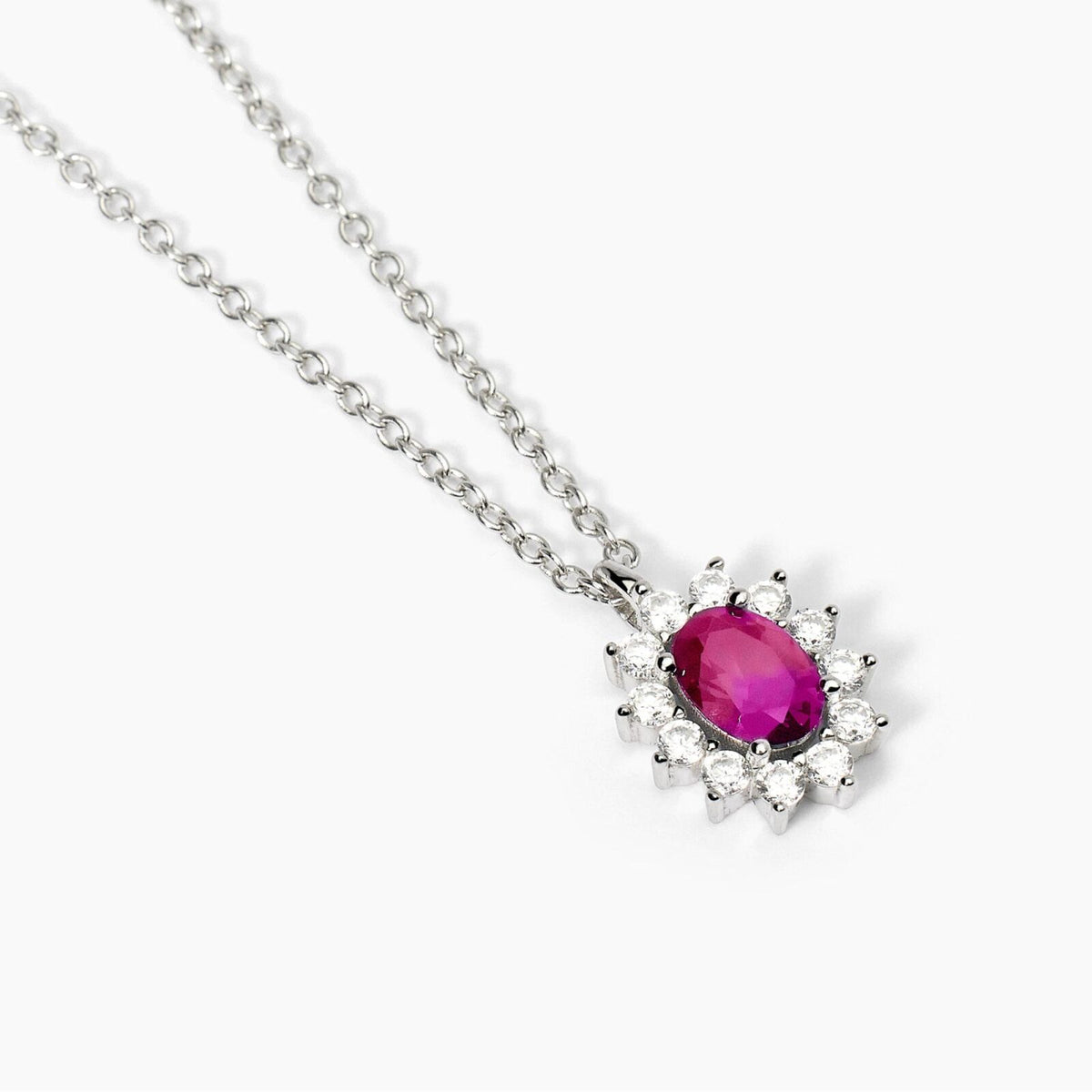 Collana Donna Mabina in Argento con Zirconi e Rubino Sintetico