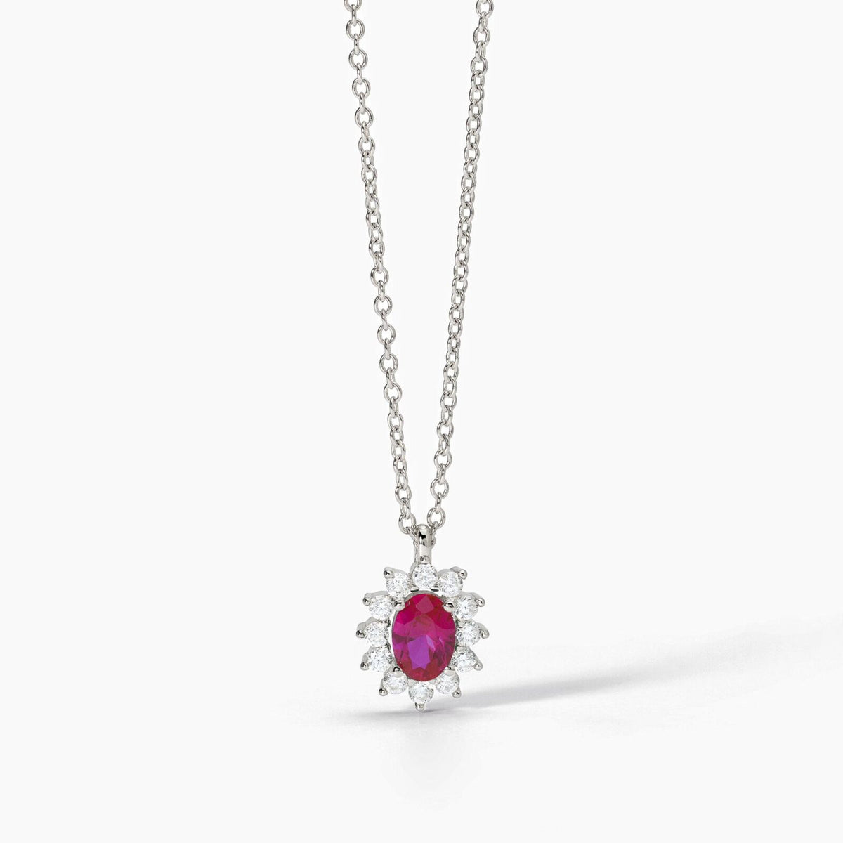 Collana Donna Mabina in Argento con Zirconi e Rubino Sintetico