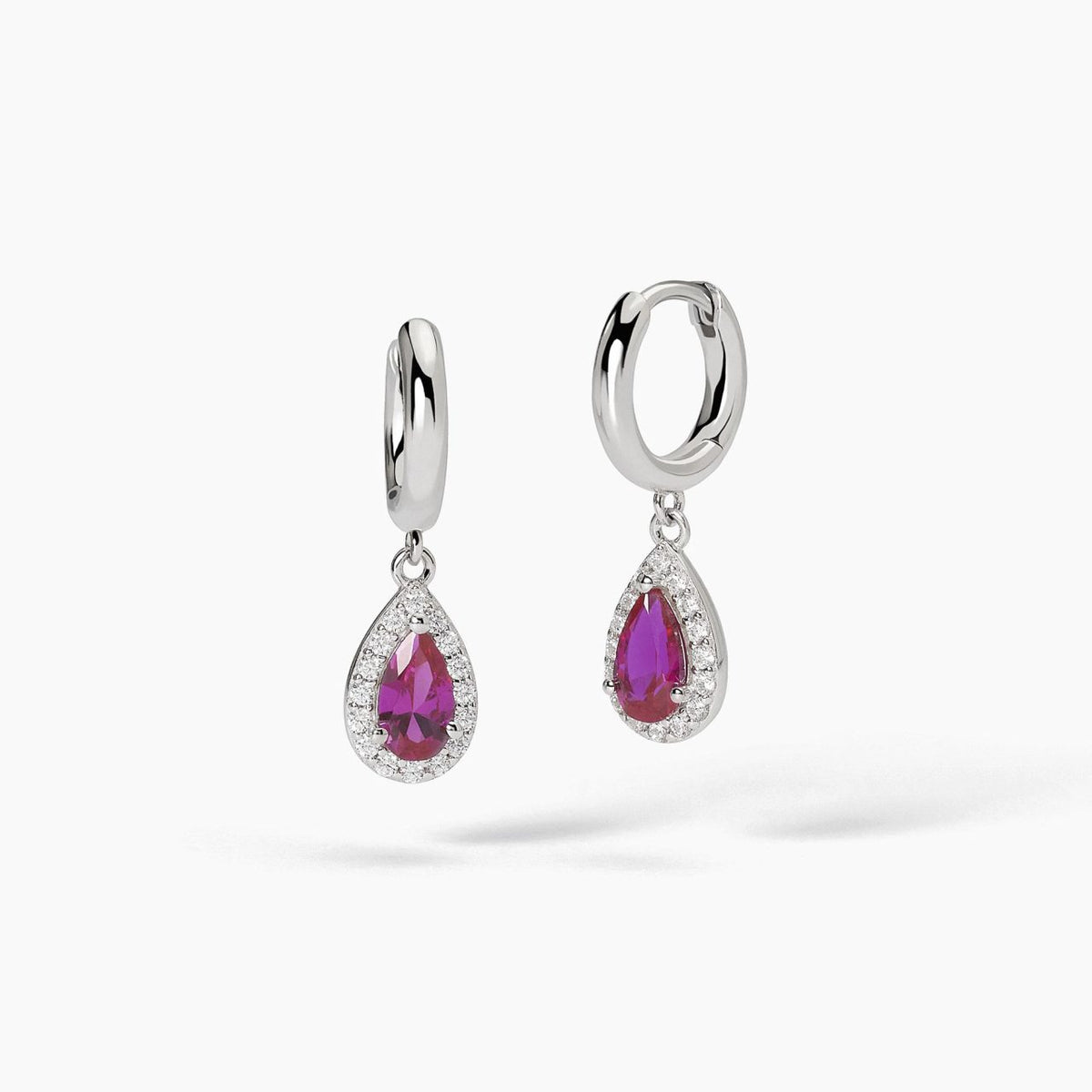 Orecchini a Cerchio con Pendente Mabina in Argento e Zirconi