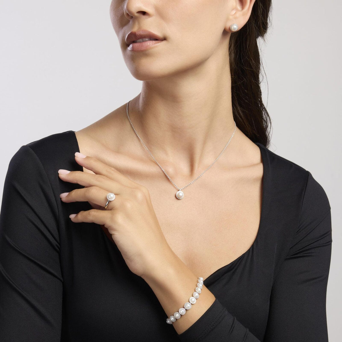 Orecchini Donna Mabina in Agento con Zirconi e Perle