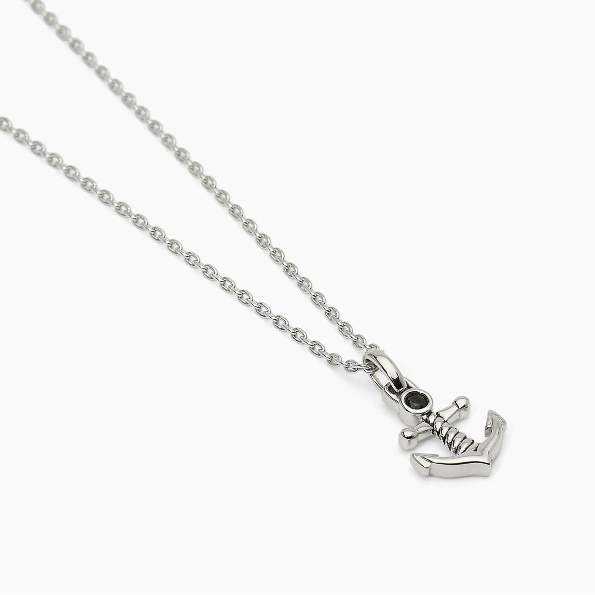 Collana Uomo Mabina in Argento e Zircone Nero con Ancora