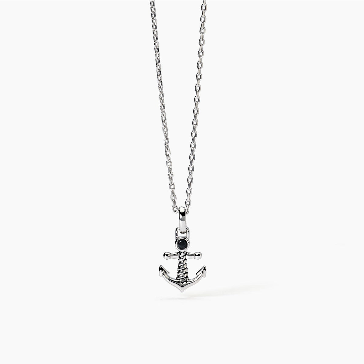 Collana Uomo Mabina in Argento e Zircone Nero con Ancora