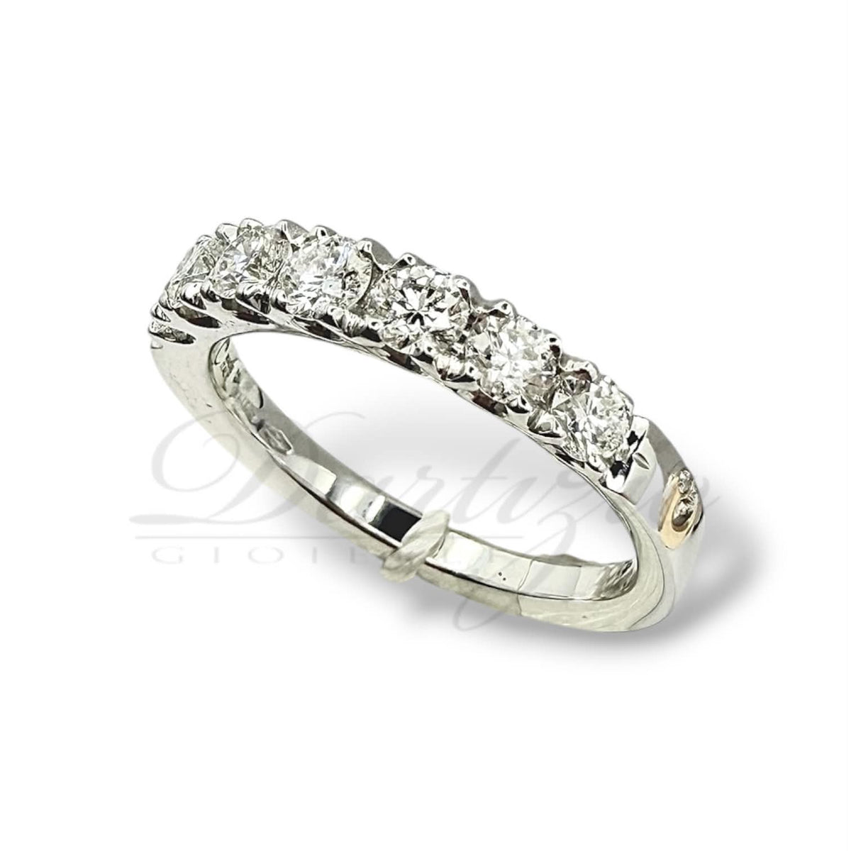 Anello Veretta Crivelli Oro 18KT 18KT con 7 Diamanti Ct 0.75 F/SI