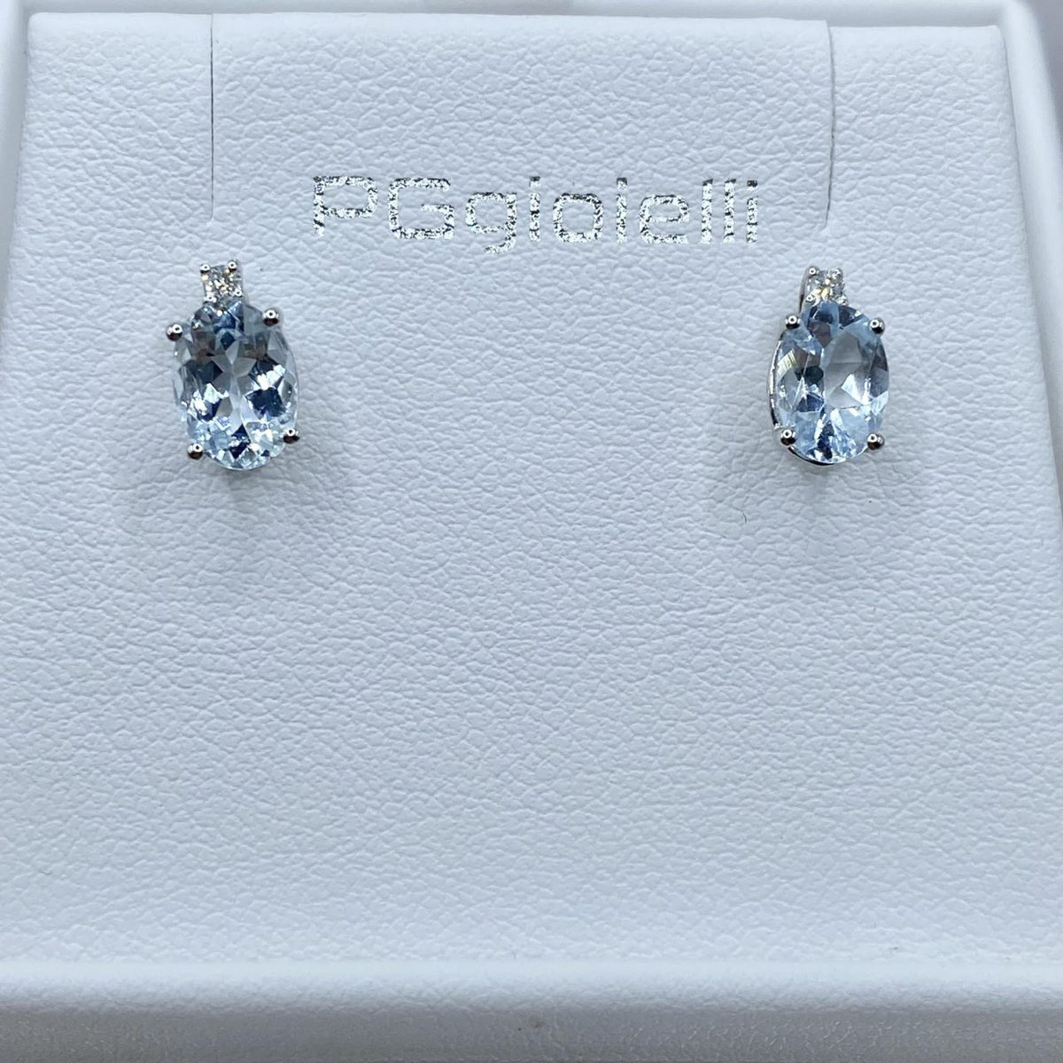 Orecchini Pg Gioielli in Oro 18KT con Acquamarina ct 1,54 e Diamanti