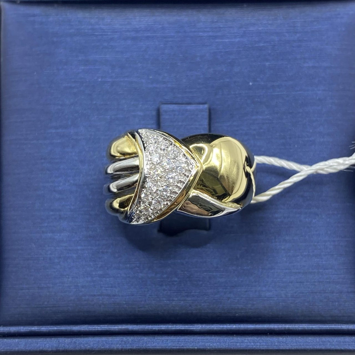 Anello a Fascia in Oro 18KT Bicolore con Diamanti