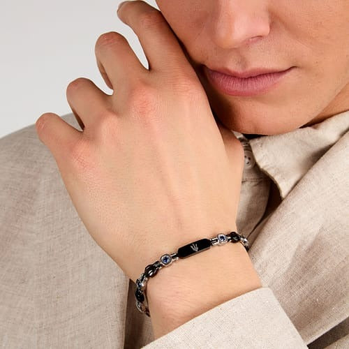 Bracciale Uomo Maserati in Acciaio Nero e Zaffiri Lab Grown