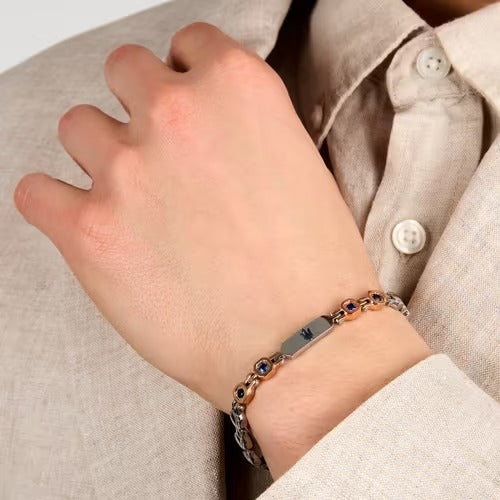 Bracciale Uomo Maserati in Acciaio Bicolore e Zaffiri Lab Grown