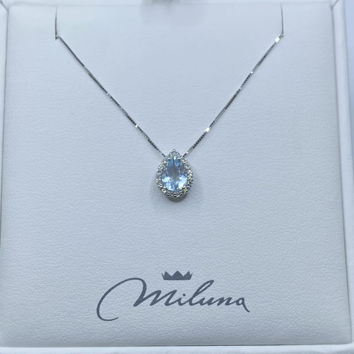 Collana Miluna in Oro 18KT 18KT con Diamanti e Acquamarina Ct. 0,58