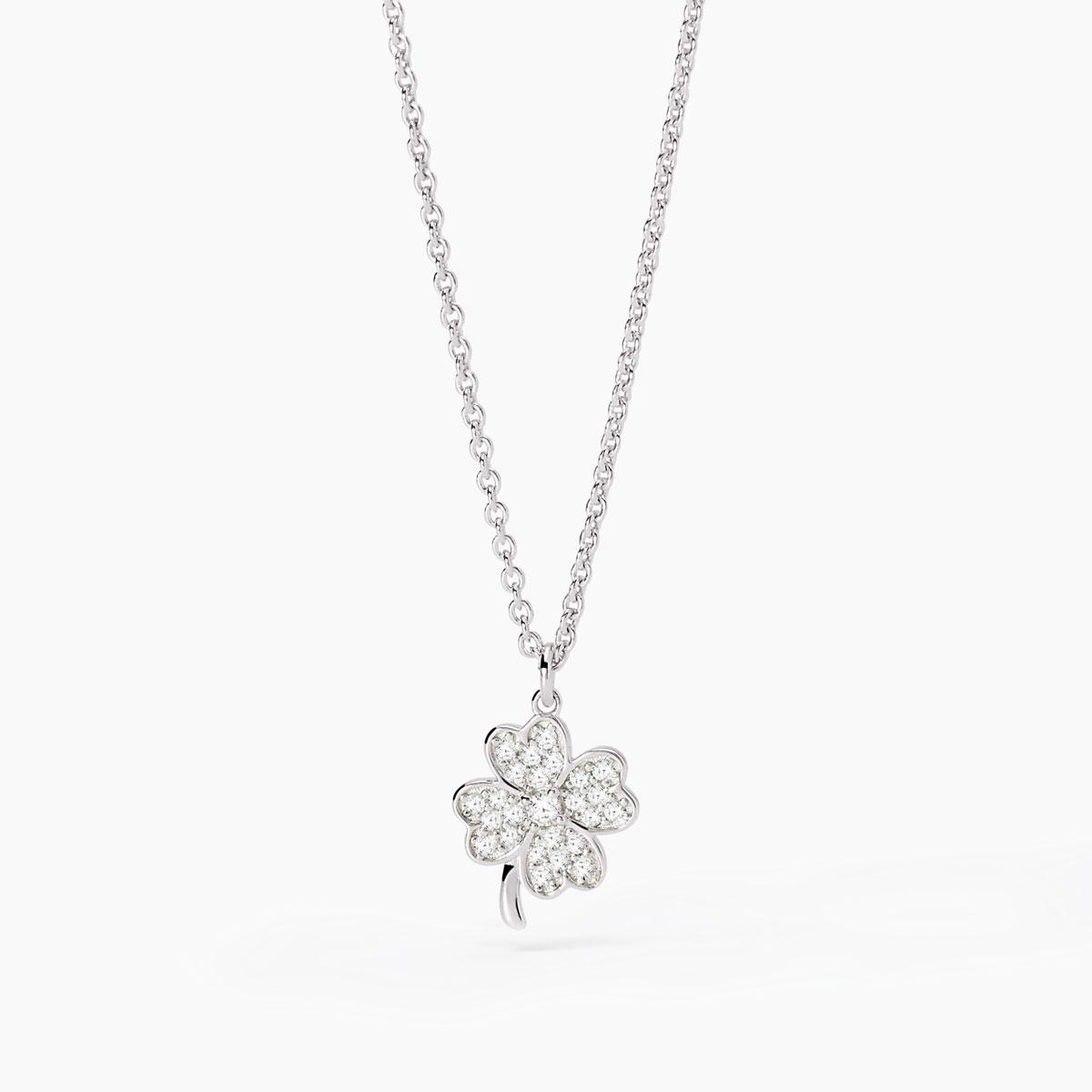 Collana Donna Mabina con Quadrifoglio in Argento e Zirconi