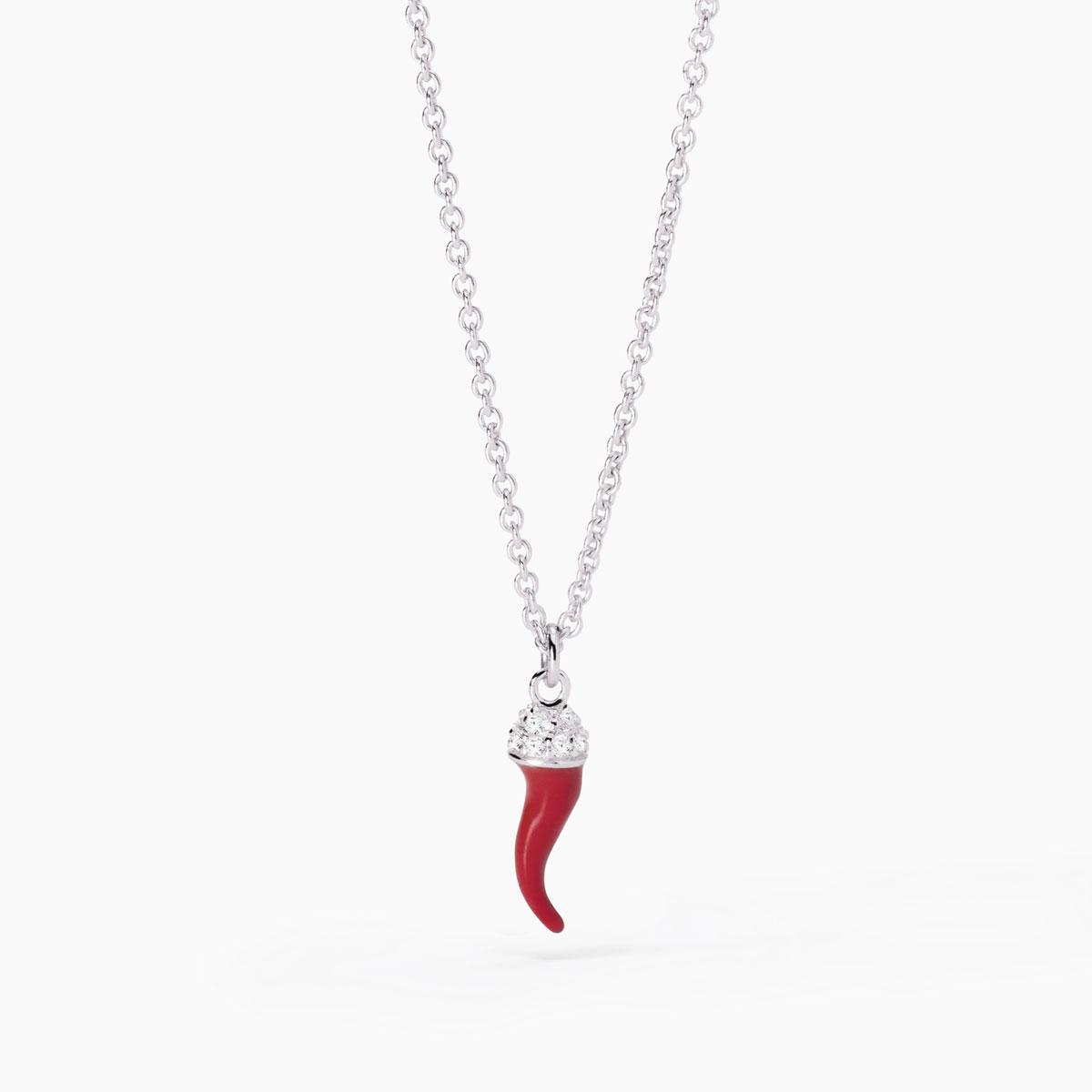 Collana con Cornetto Mabina in Argento e Zirconi