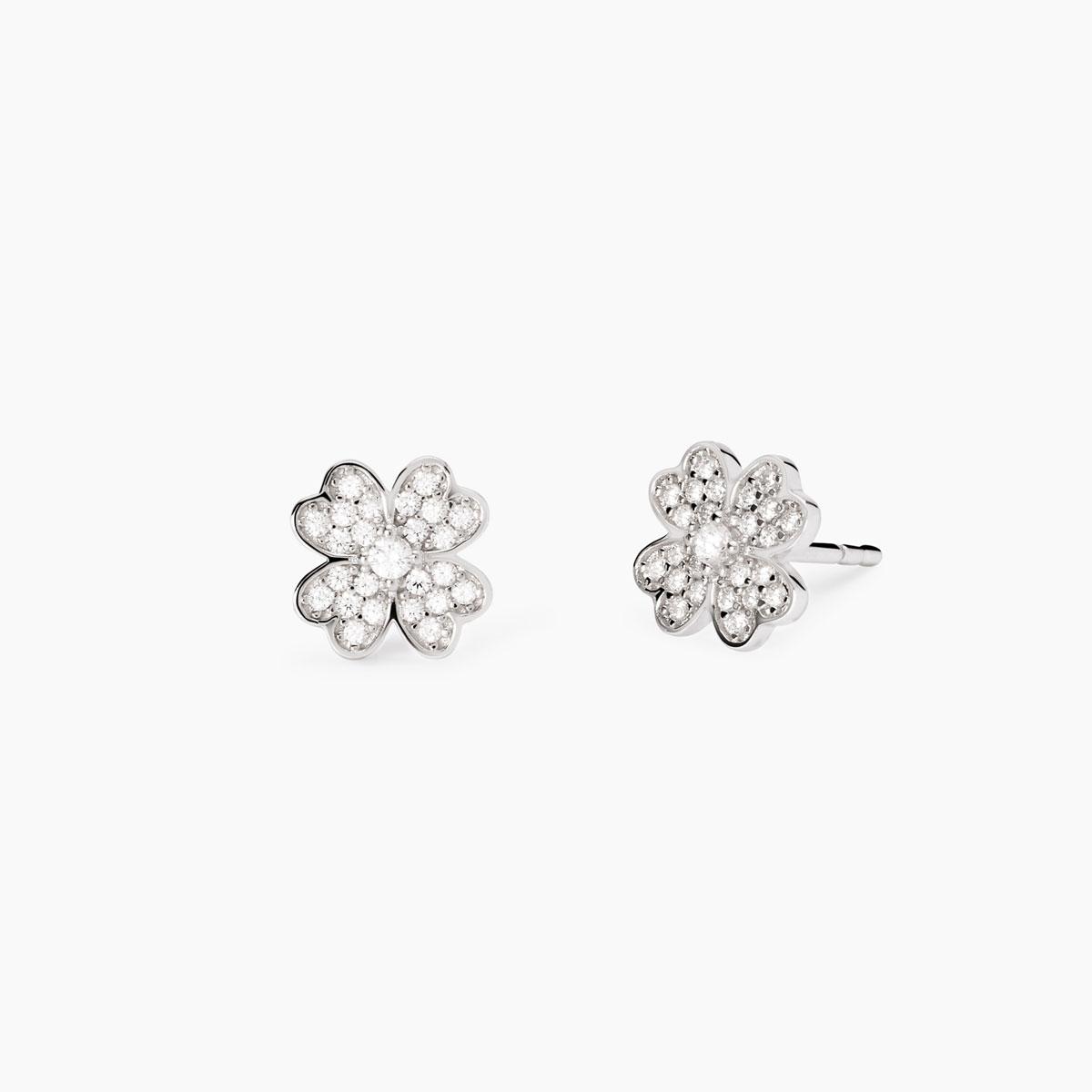 Orecchini a Quadrifoglio Mabina in Argento e Zirconi