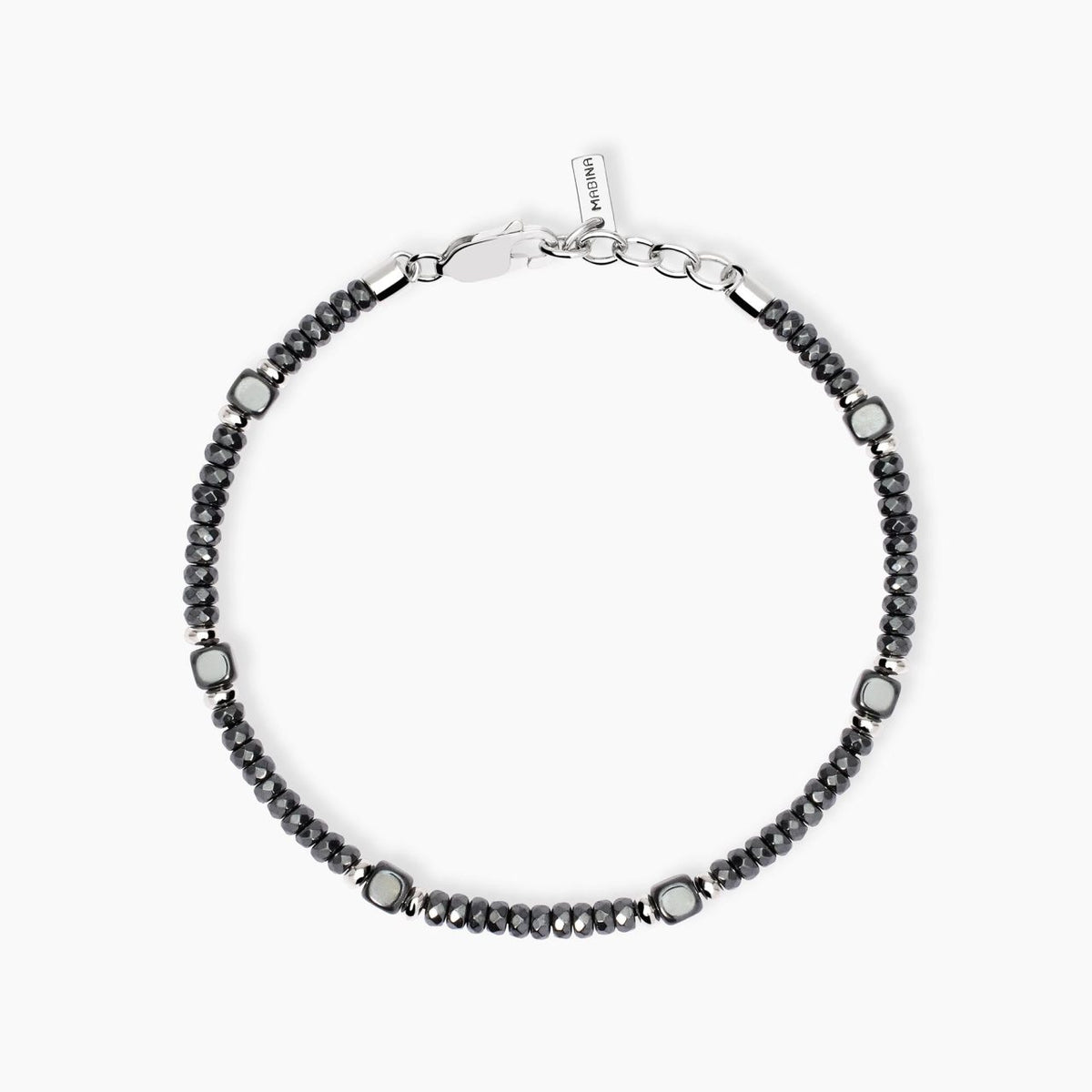 Bracciale Mabina Uomo in Argento Brunito con Ematite