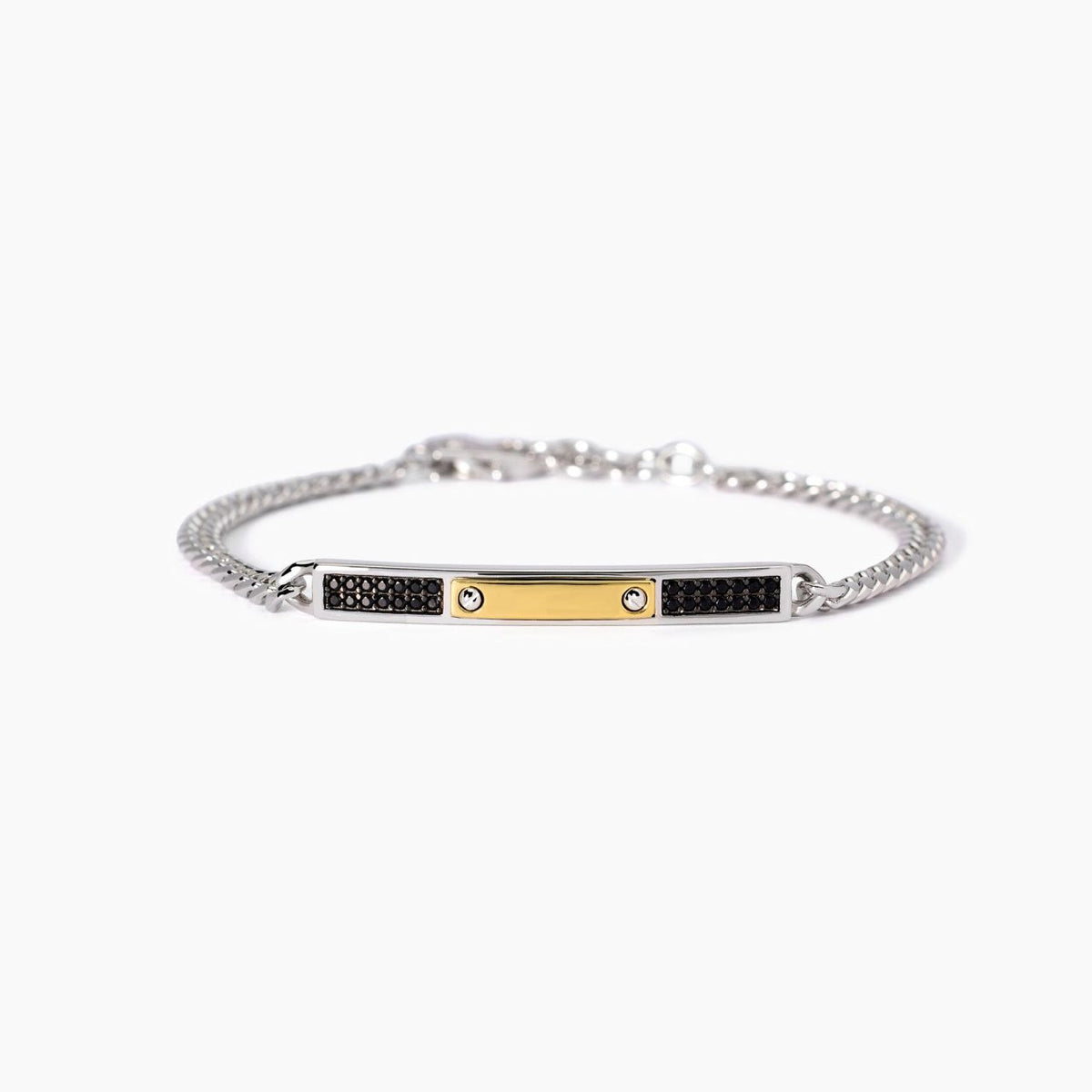 Bracciale Uomo Mabina in Argento e Zirconi Neri
