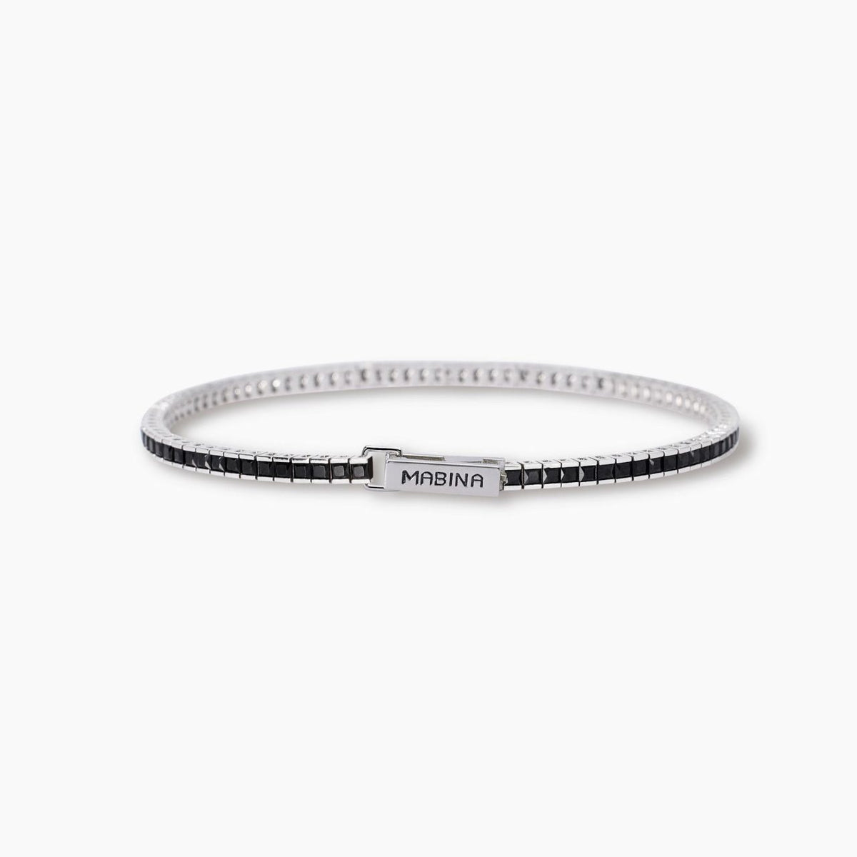 Bracciale Tennis Mabina Uomo in Argento con Zirconi Neri