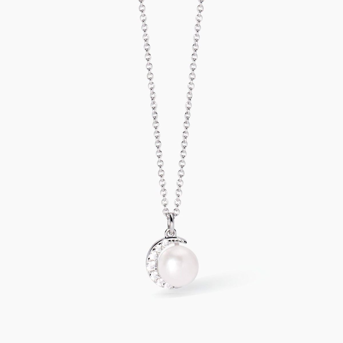 Collana Donna Mabina in Argento con Zirconi e Perla