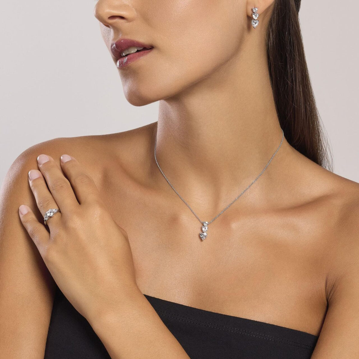 Collana Donna Mabina Trilogy in Argento con Zirconi Taglio Cuore