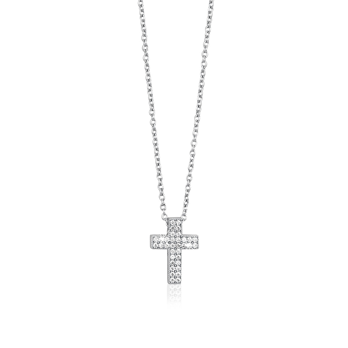 Collana Donna Mabina con Croce in Argento e Zirconi