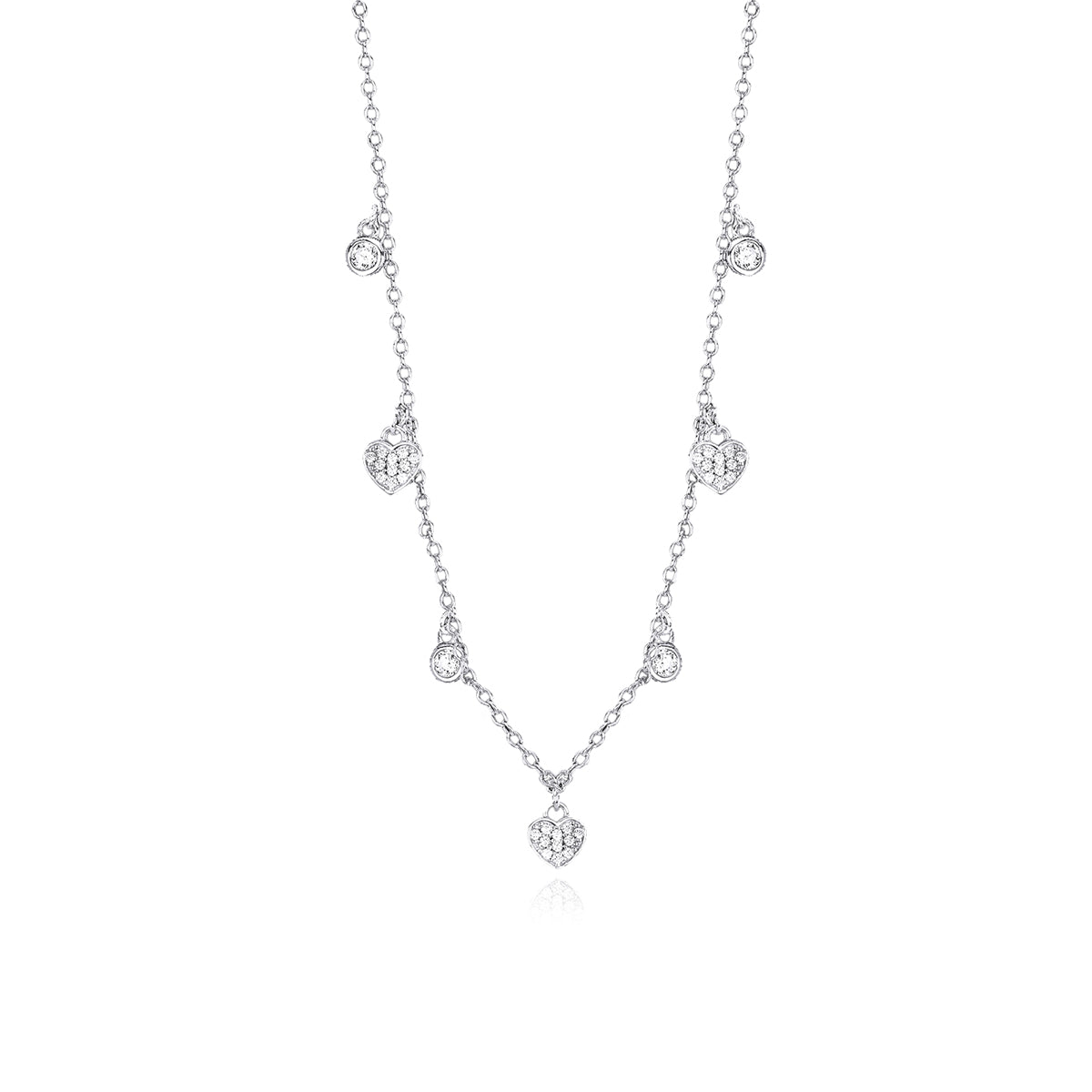 Collana Donna Mabina con Cuori in Argento e Zirconi