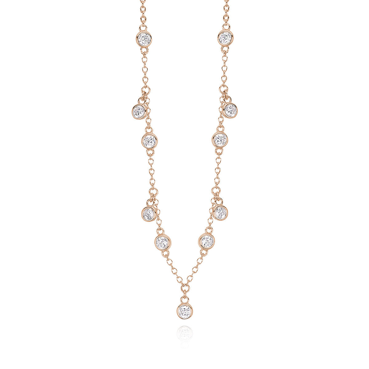 Collana Mabina Donna in Argento Rosè con Punto Luce Pendenti