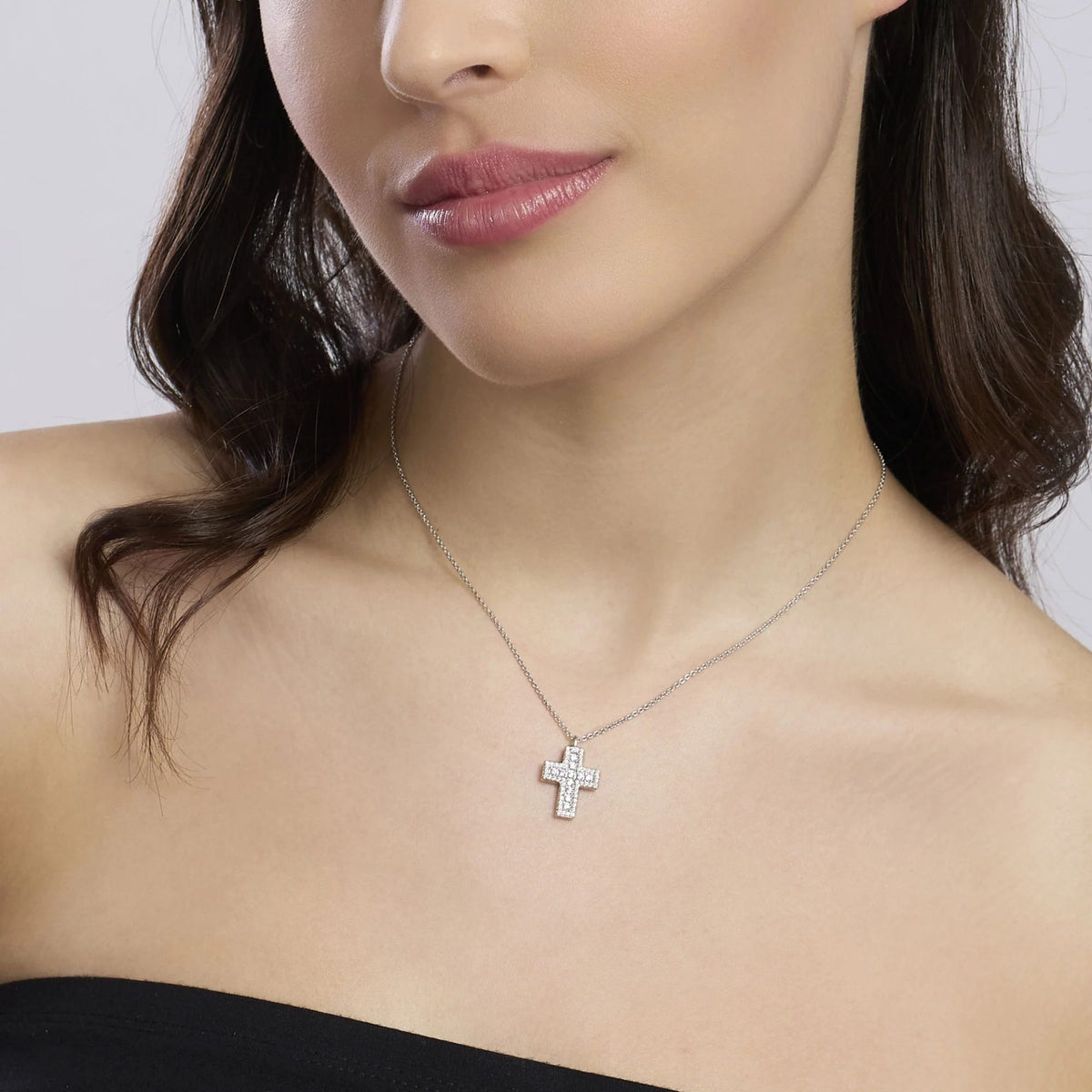 Collana con Croce Mabina in Argento e Zirconi