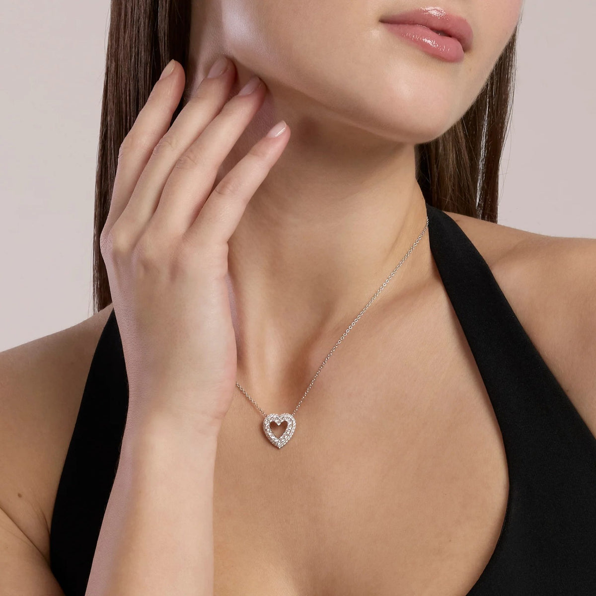Collana con Cuore Mabina in Argento con Zirconi